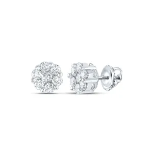14kt White Gold Diamond Blossom Cluster Earrings: A Captivating Floral Delight
