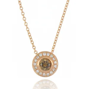 18ct Rose Gold 0.36ct Coffee Diamond Cluster Necklace