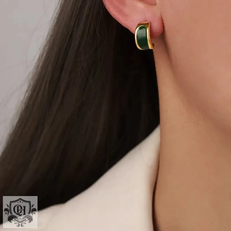 18K Gold Crescent-shaped Versatile Earrings