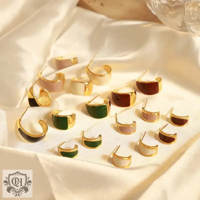 18K Gold Crescent-shaped Versatile Earrings