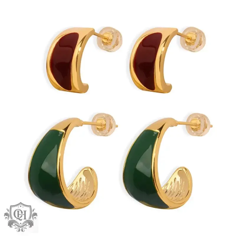 18K Gold Crescent-shaped Versatile Earrings