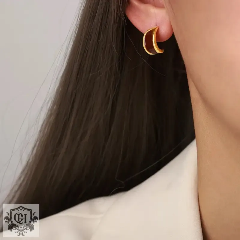18K Gold Crescent-shaped Versatile Earrings