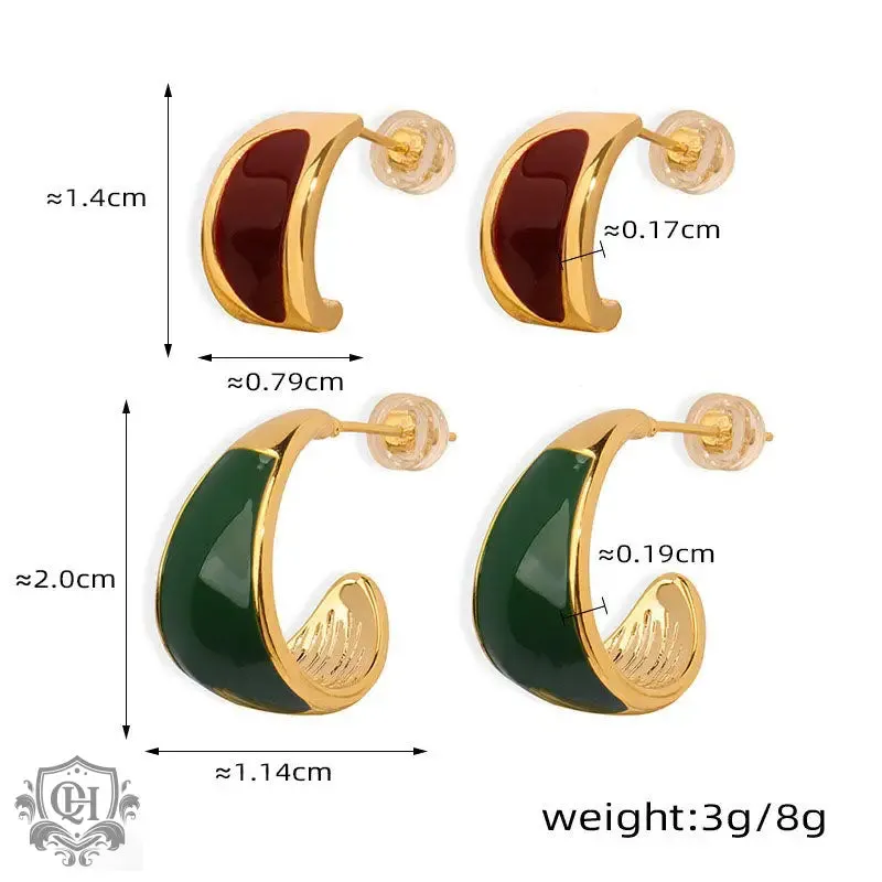 18K Gold Crescent-shaped Versatile Earrings