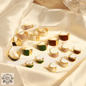 18K Gold Crescent-shaped Versatile Earrings