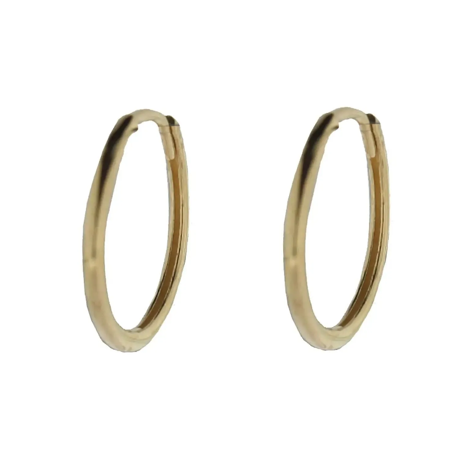 18K Solid Yellow Gold thin Hinged Hoop Huggie Earrings