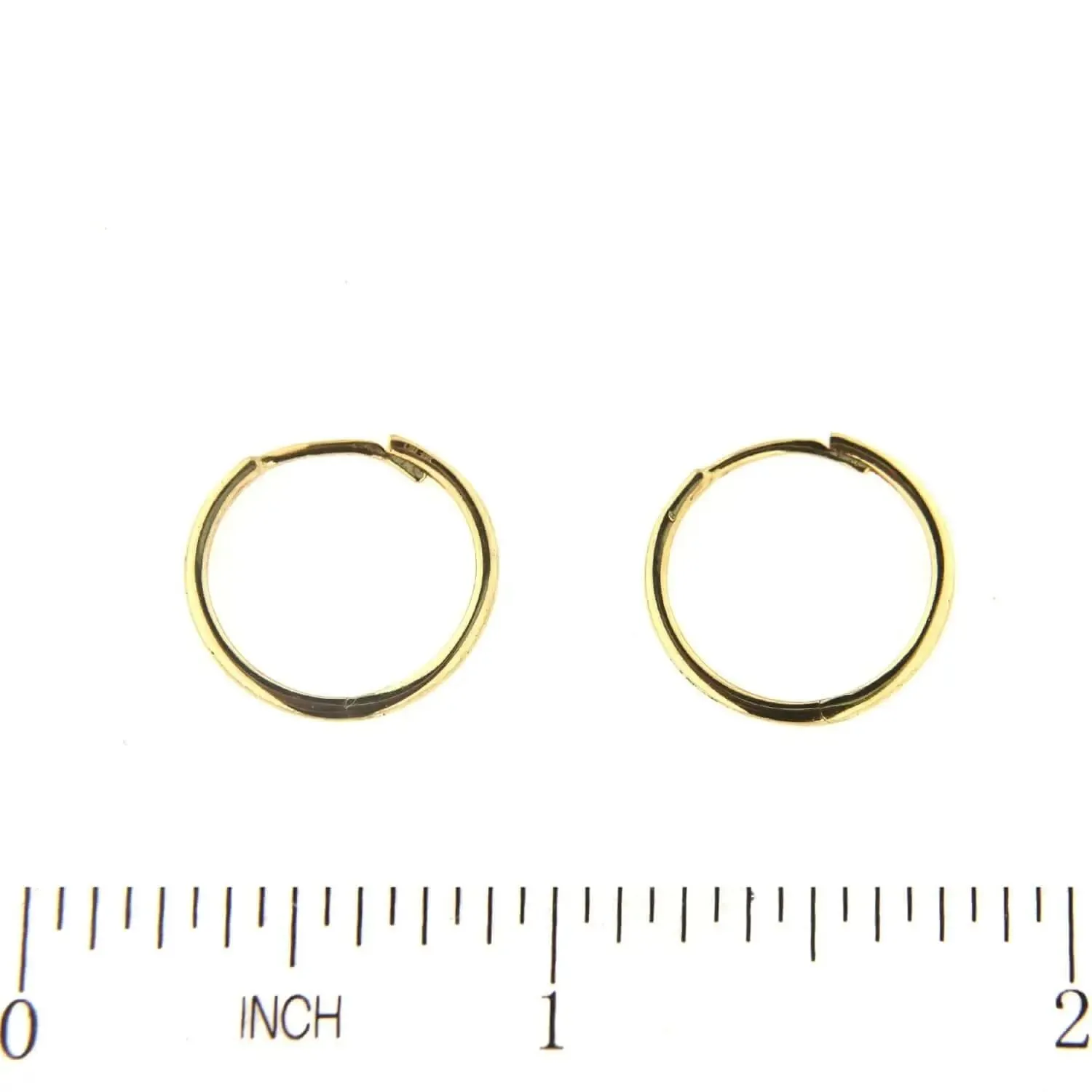 18K Solid Yellow Gold thin Hinged Hoop Huggie Earrings
