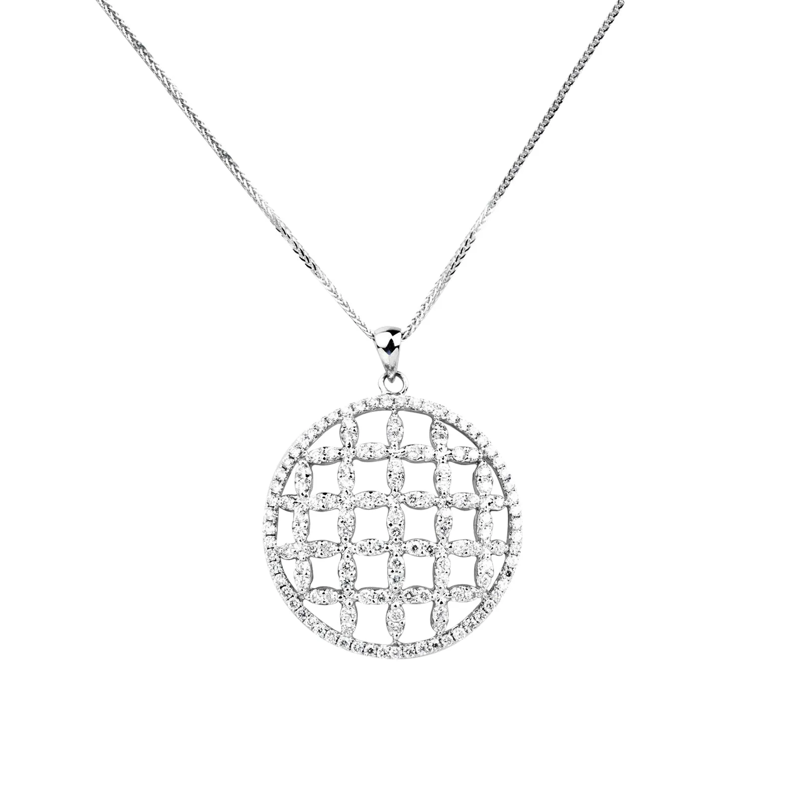 18K White Gold Tdw. 1.90ct Diamond Pendant - 20398033