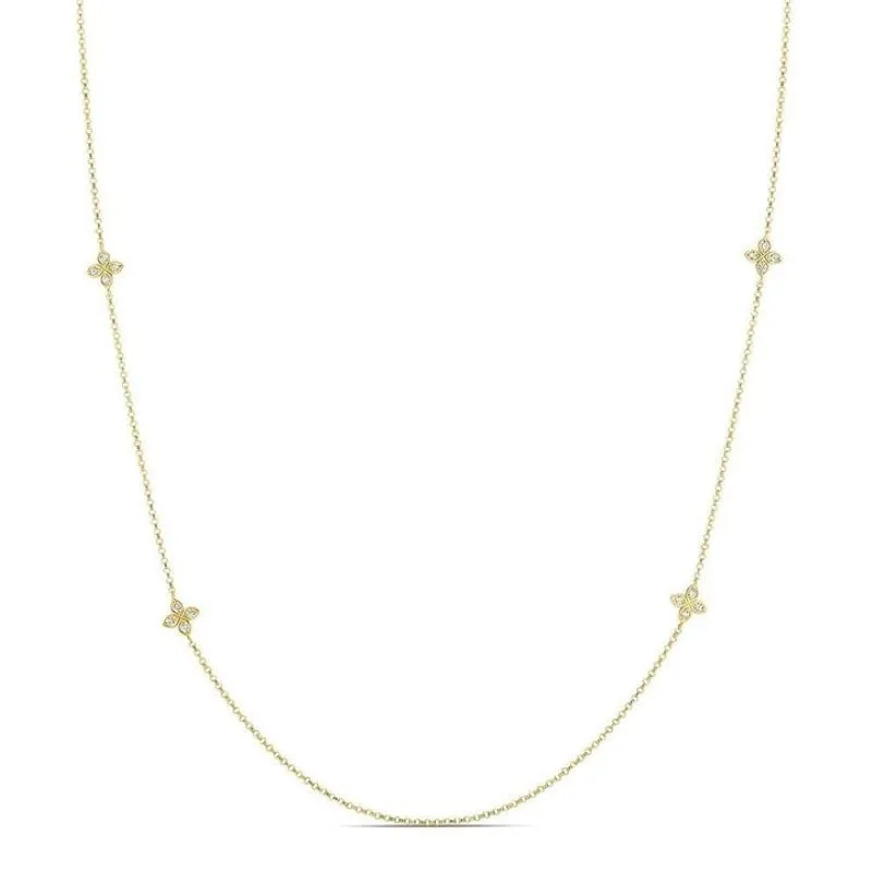 18K Yellow Gold Love By The Yard Diamond Flower Station Necklace 7773549AY3610