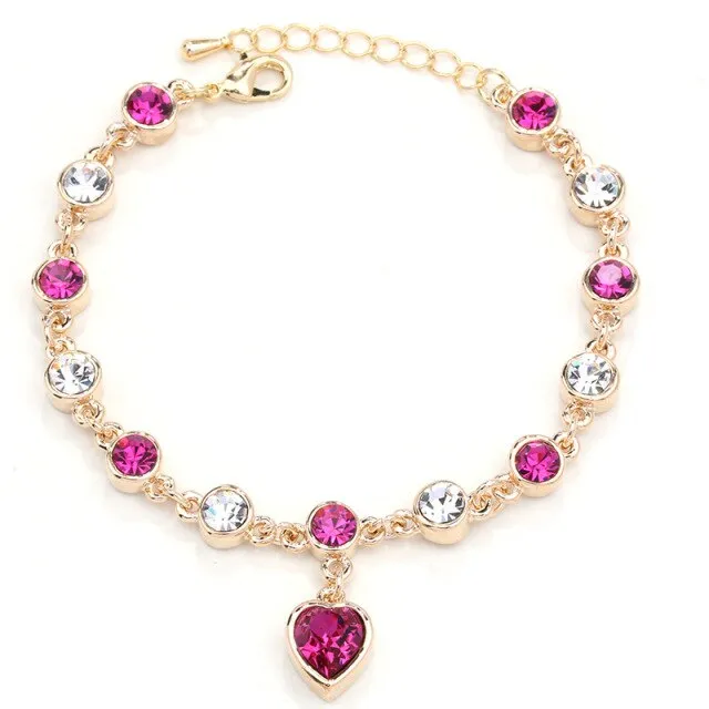 2021 High Quality Fashion Heart Bracelets For Women Blue Sapphire Tanzanite Chain Bracelet Trendy Wedding Gift Fine Jewelry