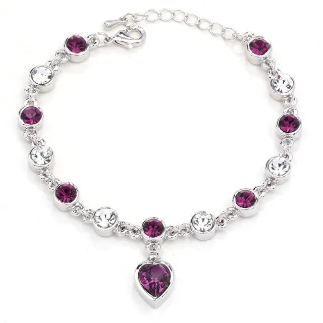 2021 High Quality Fashion Heart Bracelets For Women Blue Sapphire Tanzanite Chain Bracelet Trendy Wedding Gift Fine Jewelry