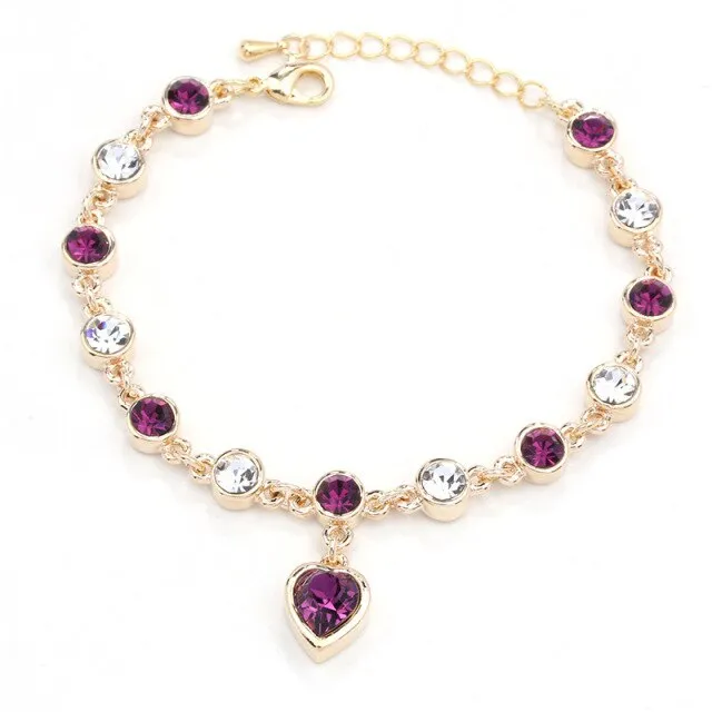 2021 High Quality Fashion Heart Bracelets For Women Blue Sapphire Tanzanite Chain Bracelet Trendy Wedding Gift Fine Jewelry