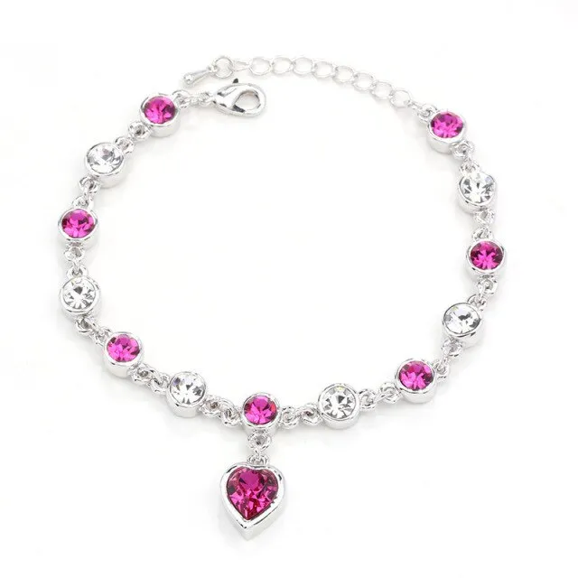 2021 High Quality Fashion Heart Bracelets For Women Blue Sapphire Tanzanite Chain Bracelet Trendy Wedding Gift Fine Jewelry