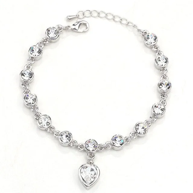 2021 High Quality Fashion Heart Bracelets For Women Blue Sapphire Tanzanite Chain Bracelet Trendy Wedding Gift Fine Jewelry