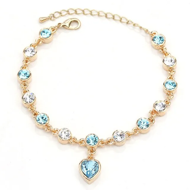 2021 High Quality Fashion Heart Bracelets For Women Blue Sapphire Tanzanite Chain Bracelet Trendy Wedding Gift Fine Jewelry