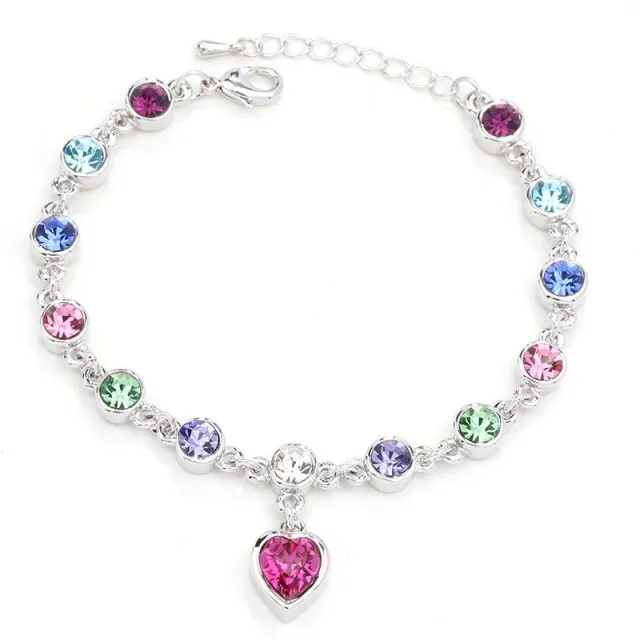 2021 High Quality Fashion Heart Bracelets For Women Blue Sapphire Tanzanite Chain Bracelet Trendy Wedding Gift Fine Jewelry