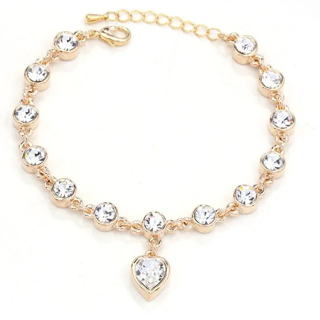 2021 High Quality Fashion Heart Bracelets For Women Blue Sapphire Tanzanite Chain Bracelet Trendy Wedding Gift Fine Jewelry