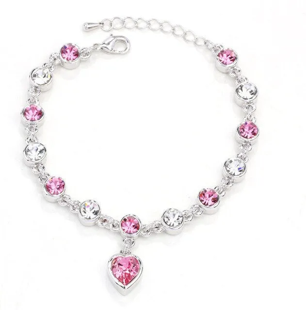 2021 High Quality Fashion Heart Bracelets For Women Blue Sapphire Tanzanite Chain Bracelet Trendy Wedding Gift Fine Jewelry