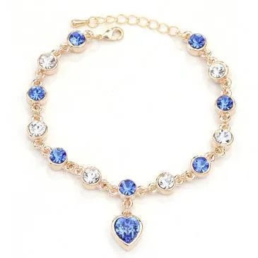 2021 High Quality Fashion Heart Bracelets For Women Blue Sapphire Tanzanite Chain Bracelet Trendy Wedding Gift Fine Jewelry