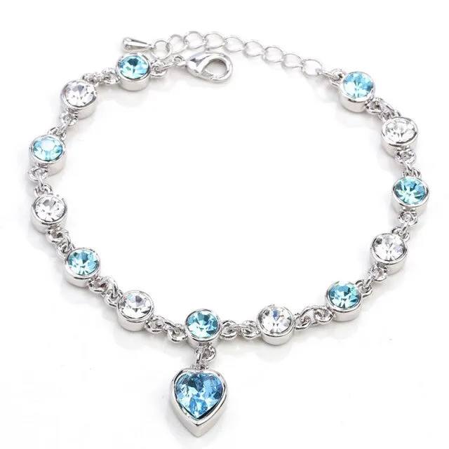 2021 High Quality Fashion Heart Bracelets For Women Blue Sapphire Tanzanite Chain Bracelet Trendy Wedding Gift Fine Jewelry