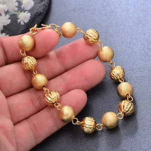 21CM Trendy Dubai Bead Chain Gold Color Bracelet For Men/Women