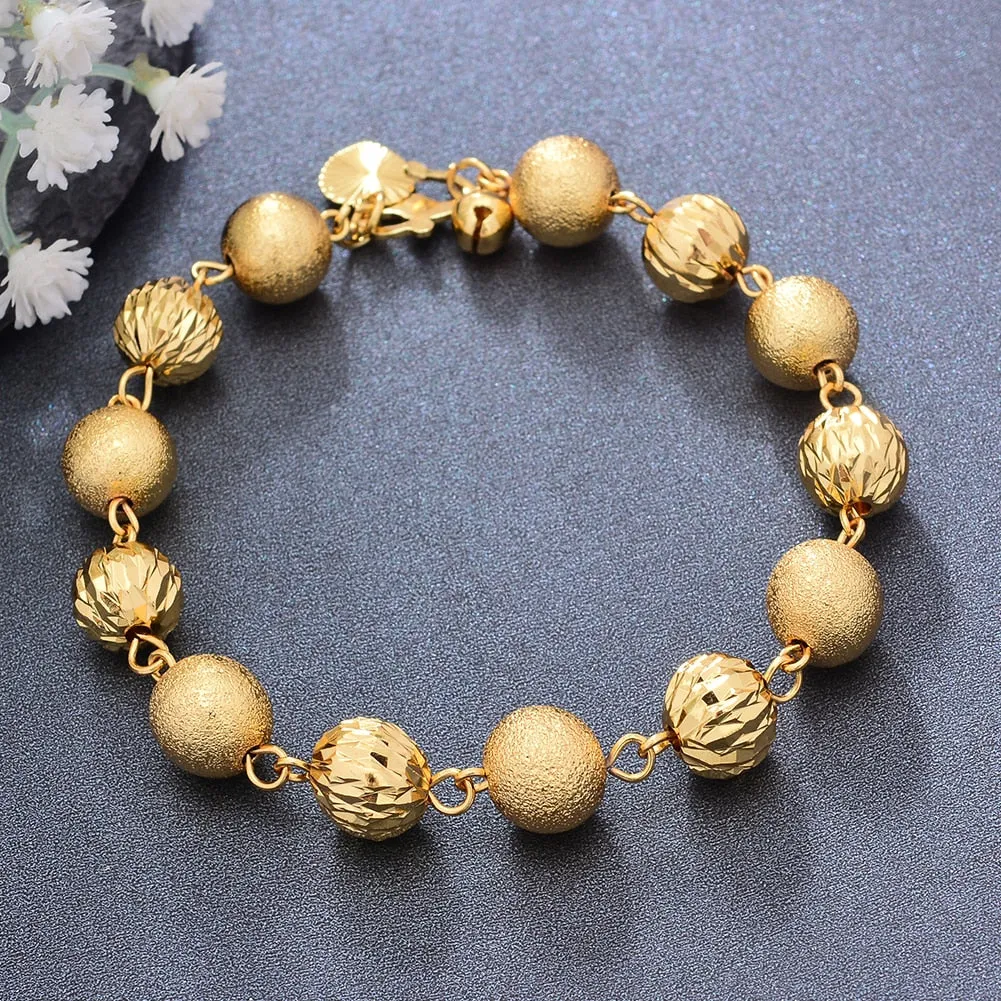 21CM Trendy Dubai Bead Chain Gold Color Bracelet For Men/Women