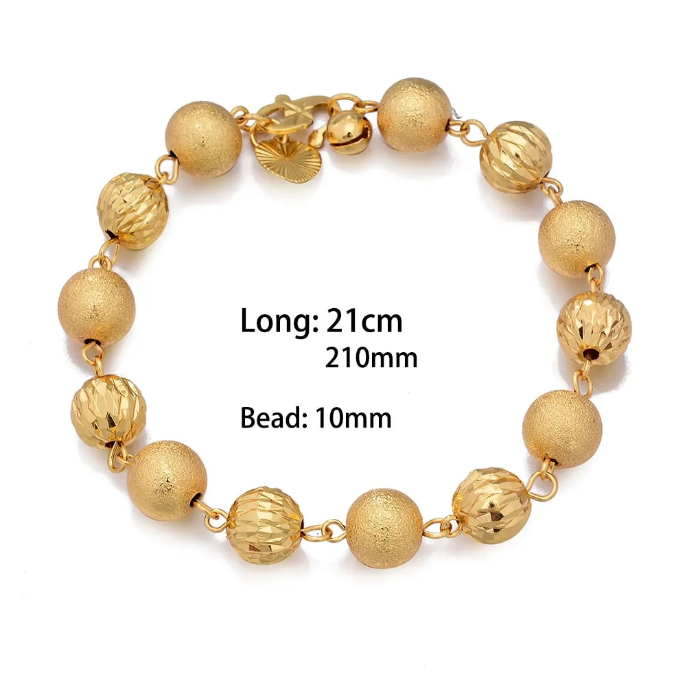 21CM Trendy Dubai Bead Chain Gold Color Bracelet For Men/Women