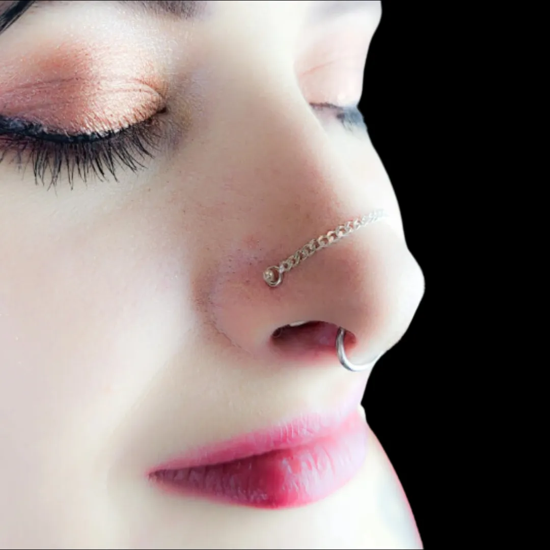 2mm Bold Silver Nose Chain