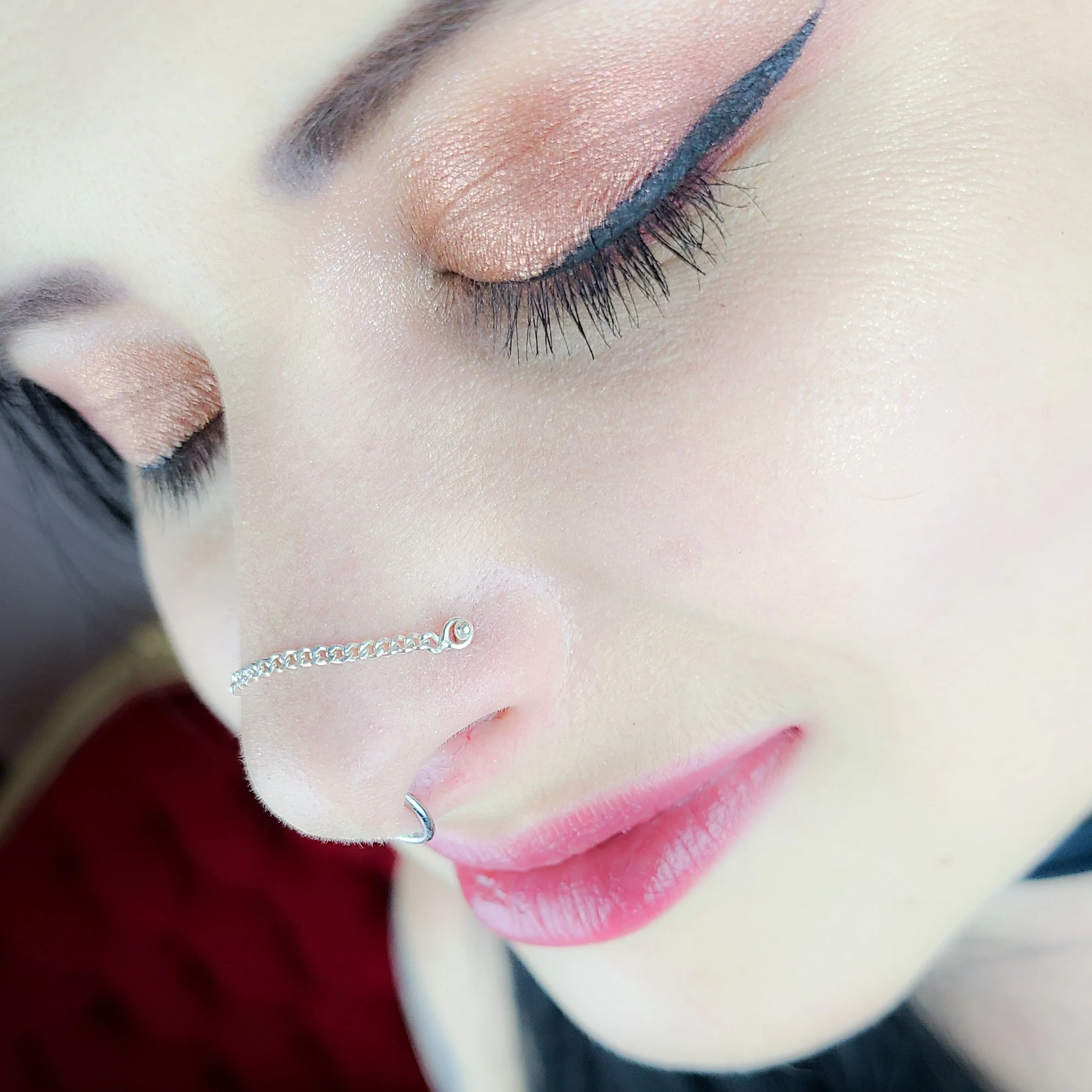 2mm Bold Silver Nose Chain