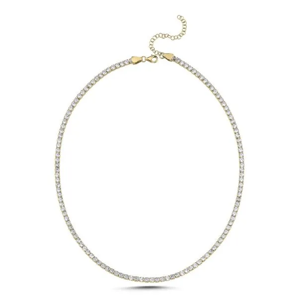 3 MM Tennis Necklace With CZ In Sterling Silver