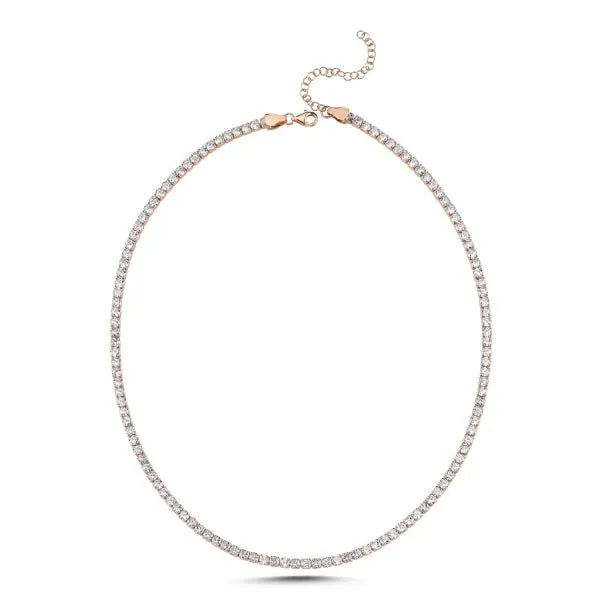 3 MM Tennis Necklace With CZ In Sterling Silver