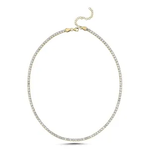 3 MM Tennis Necklace With CZ In Sterling Silver