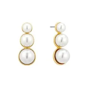3 Round Pearl Bar Earrings