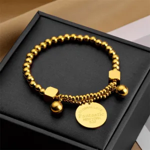 316L Stainless Steel Disc Letters Charms Bracelet For Women