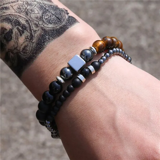 3Pc/Sets Micro Pave Ball Bar Charms Bracelets Sets