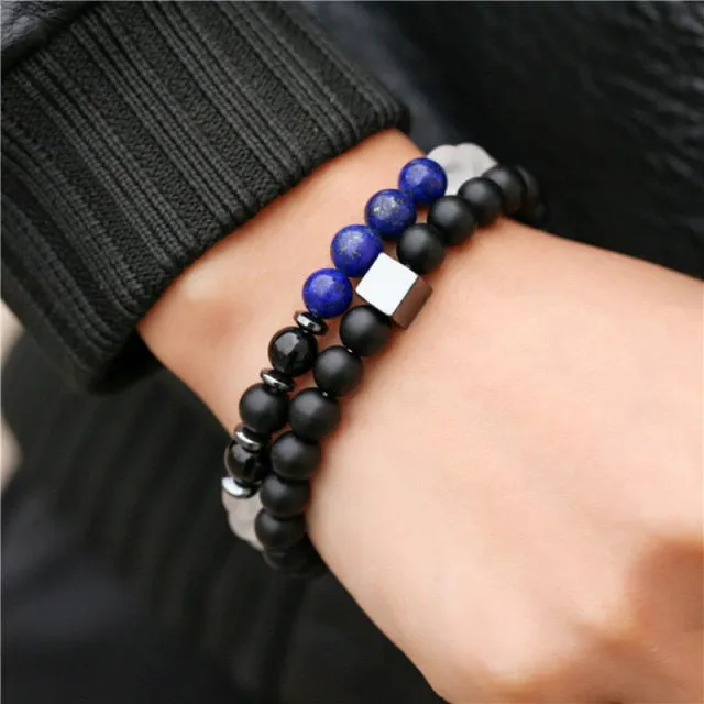 3Pc/Sets Micro Pave Ball Bar Charms Bracelets Sets