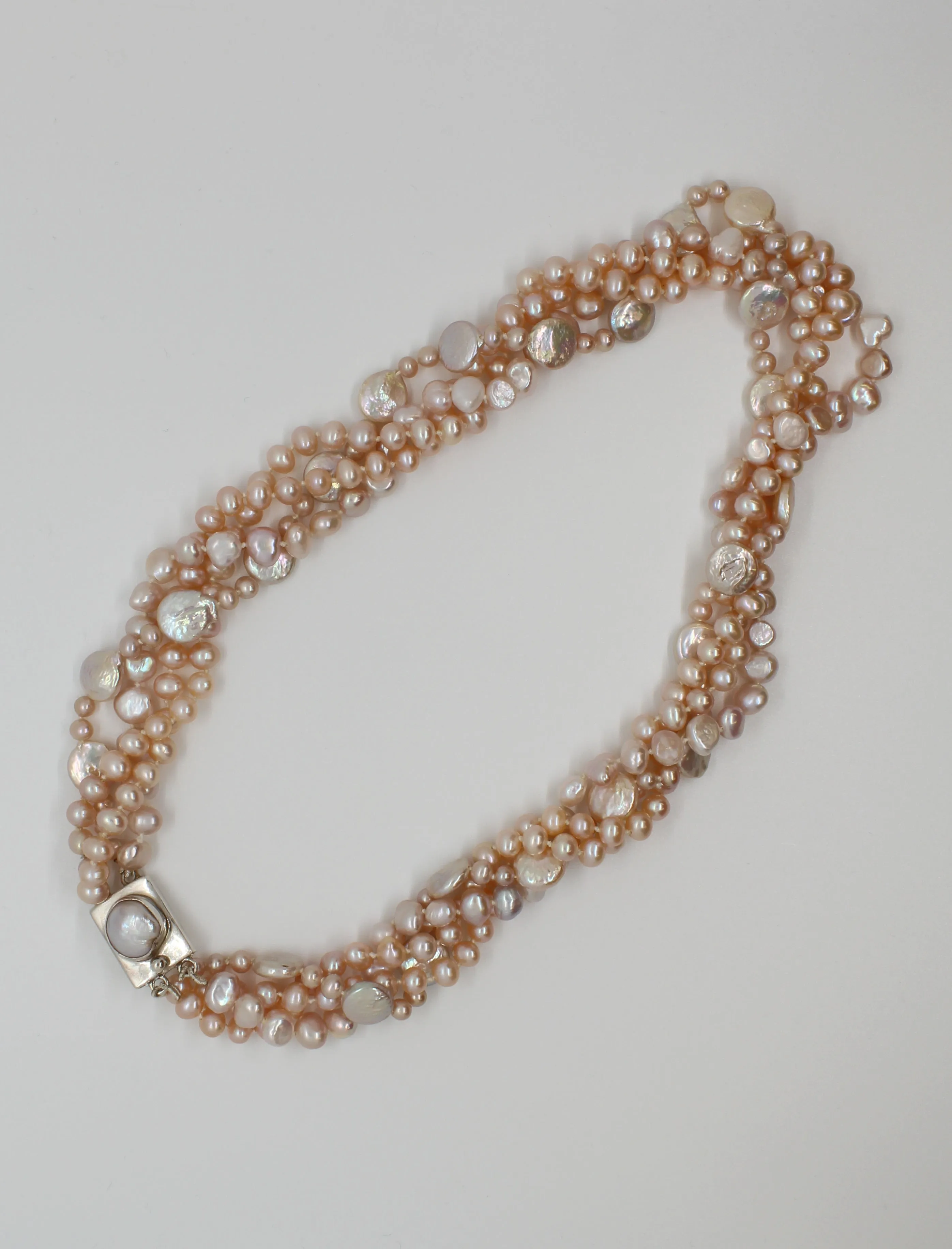 4 Strand Pink Pearl Necklace