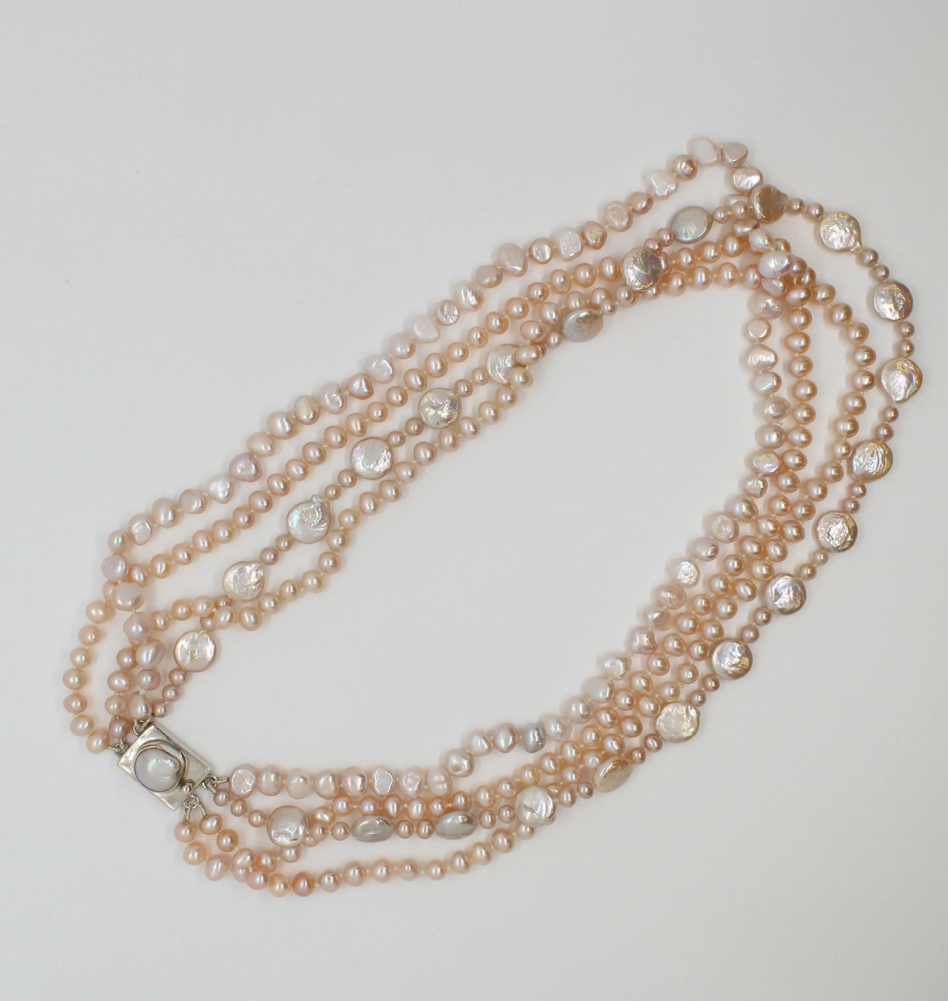 4 Strand Pink Pearl Necklace