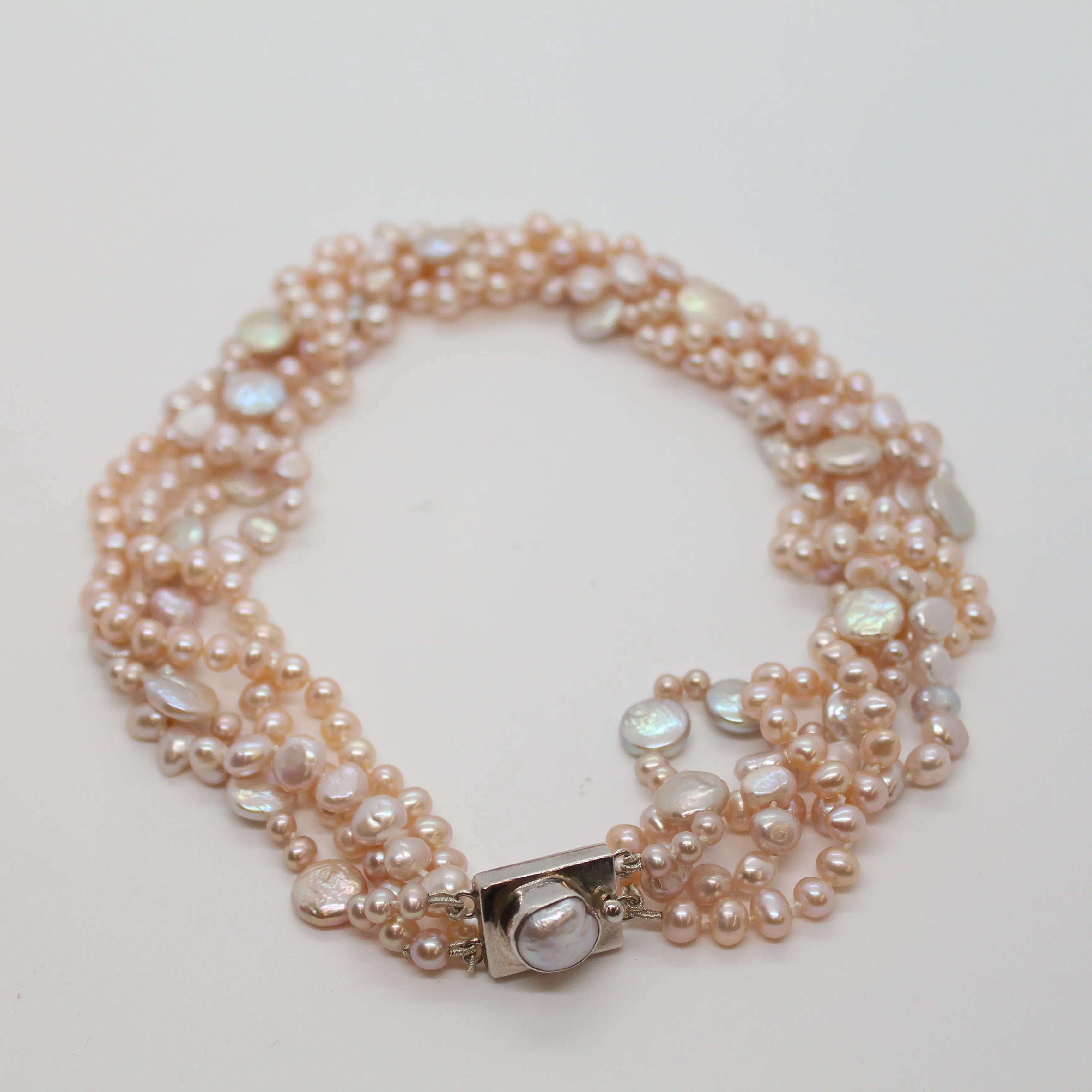 4 Strand Pink Pearl Necklace