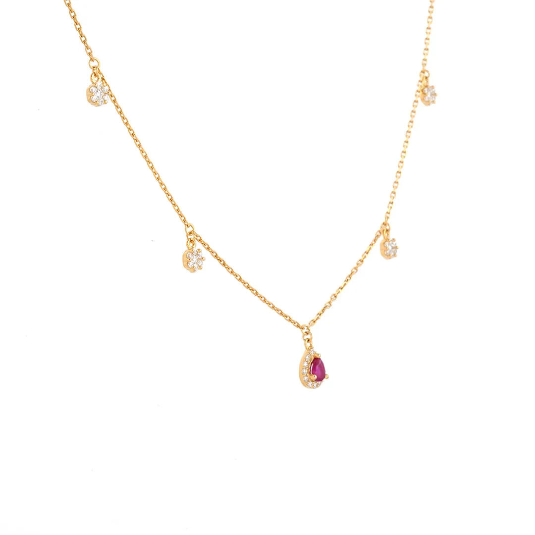 925 Sterling Silver Blush Stone Dangler Necklace