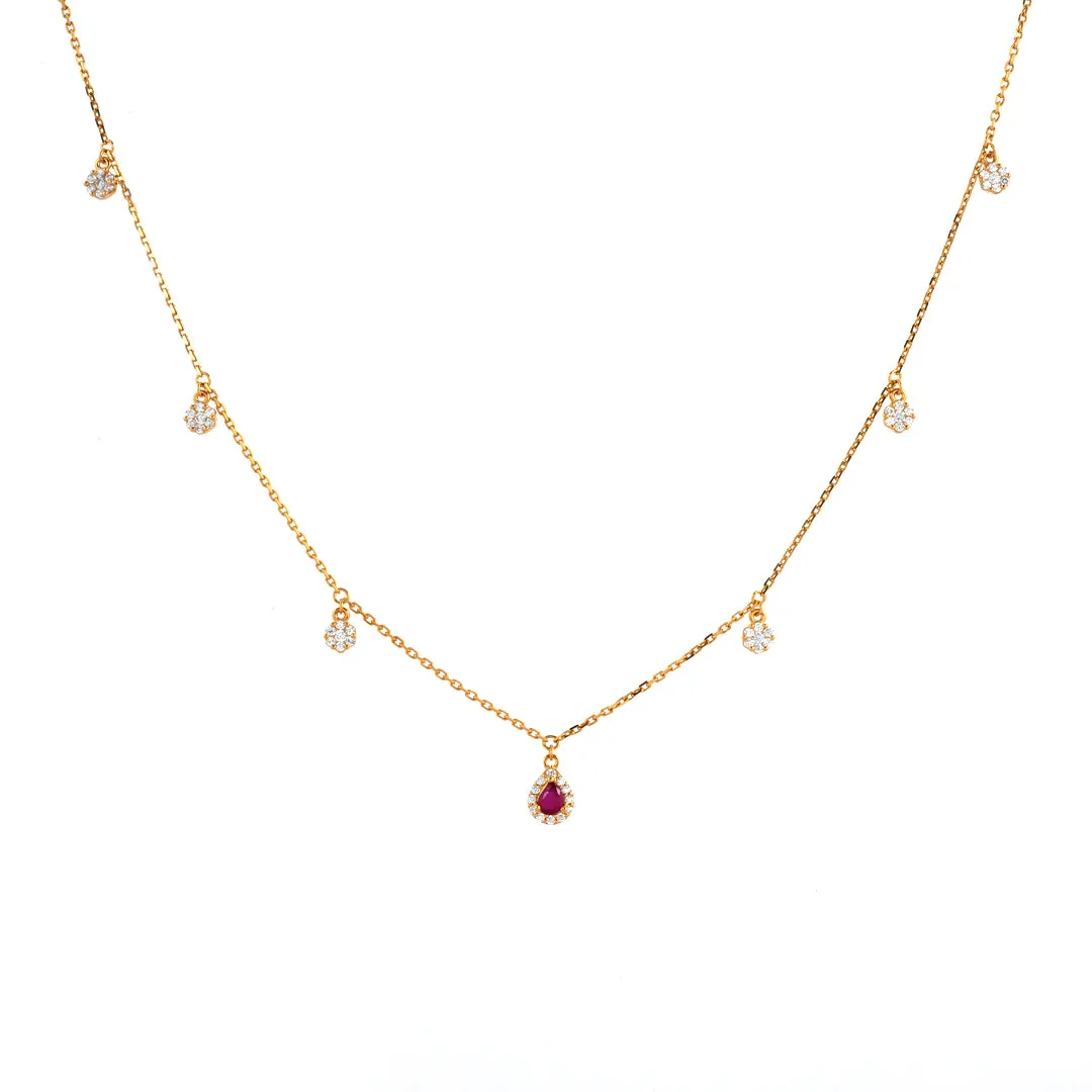 925 Sterling Silver Blush Stone Dangler Necklace