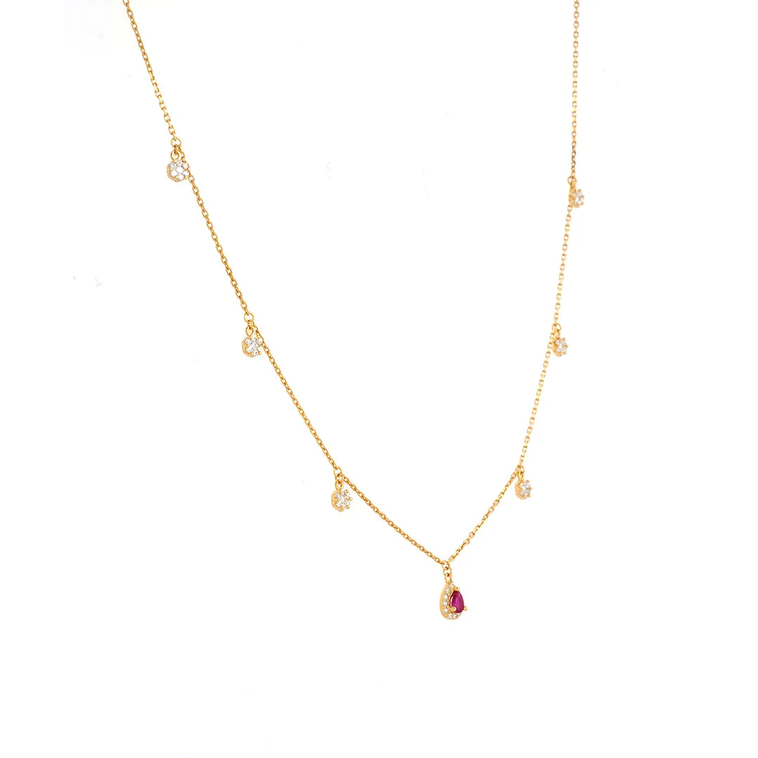 925 Sterling Silver Blush Stone Dangler Necklace