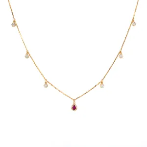 925 Sterling Silver Blush Stone Dangler Necklace