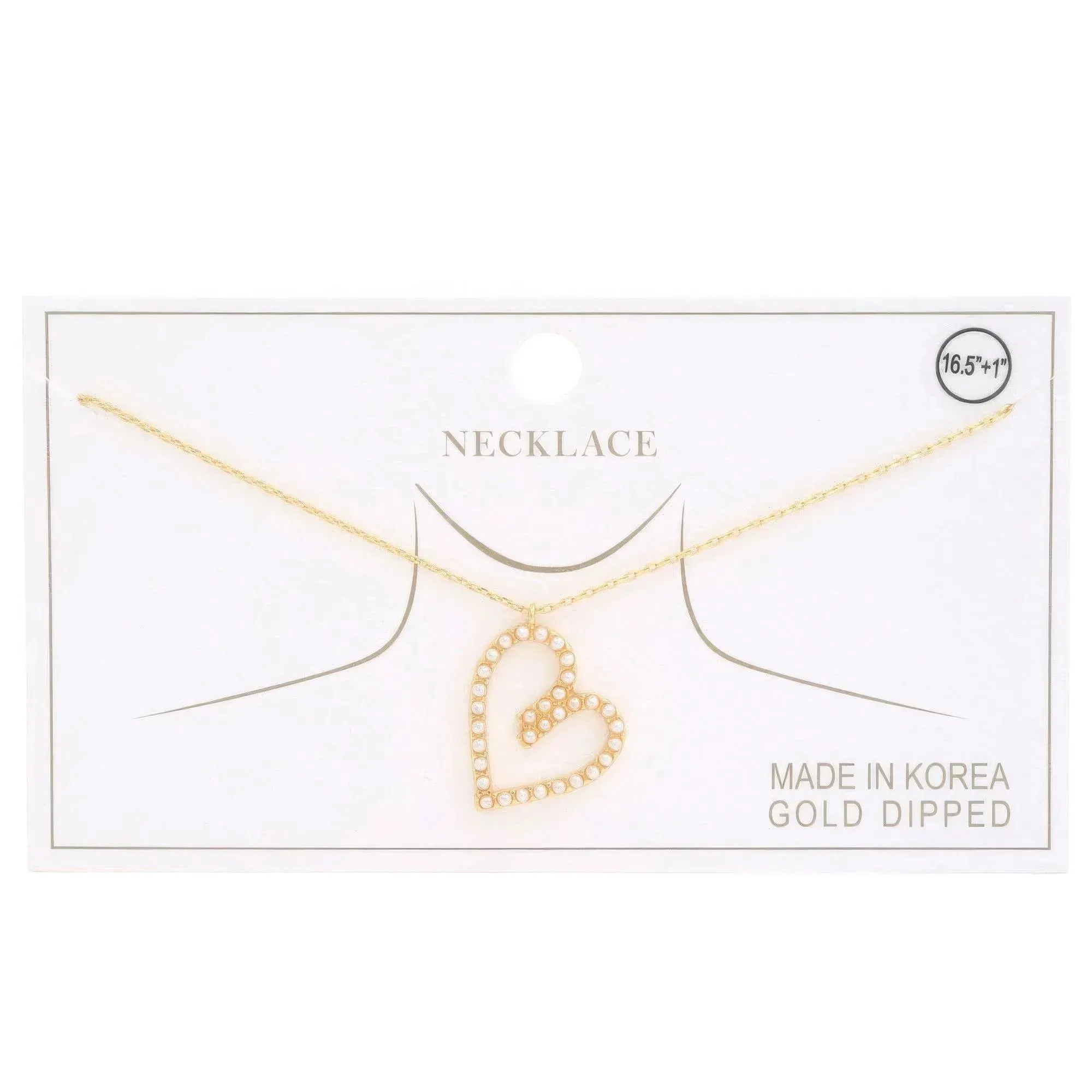 Abstract Heart Rhinestone Gold Dipped Necklace