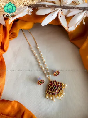 Agalya- 2- Simple pendant chains/neckwears with studs - zivara fashion