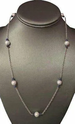 Akoya Pearl Sapphire Necklace 14k Gold 8.5 mm 21.5" Certified $2,450 721477