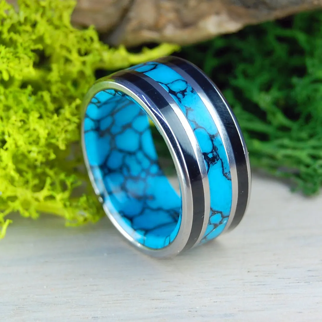 Always Reign | Men's Turquoise, Onyx & Titanium Wedding Ring