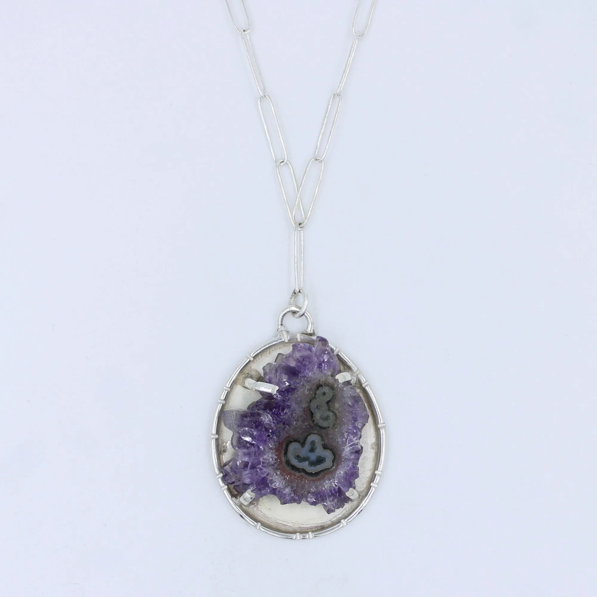 Amethyst Stalactites Sterling Silver Chain Necklaces