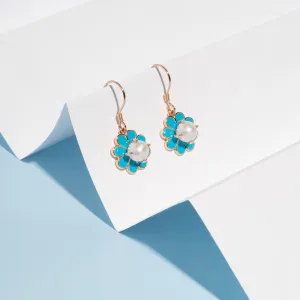 AZURE BLOOM ROSE GOLD ENAMEL EARRINGS