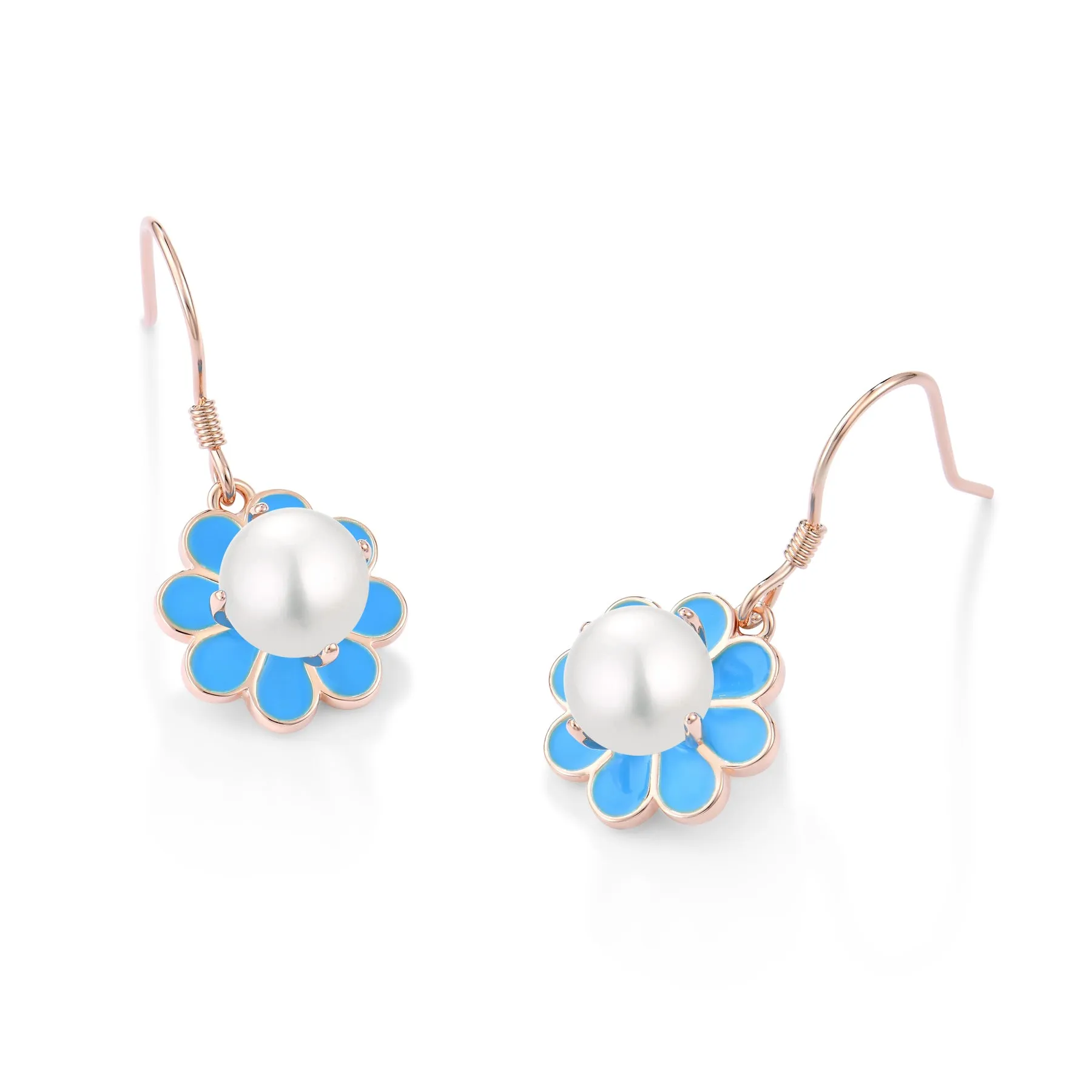 AZURE BLOOM ROSE GOLD ENAMEL EARRINGS