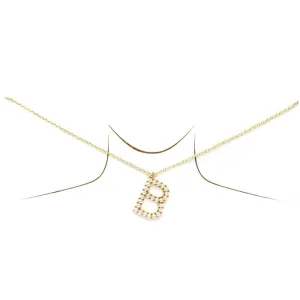 B Pearl Initial Pendant Short Chain Necklace